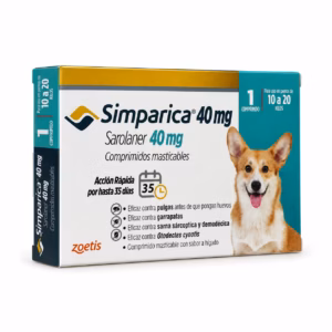 Antiparasitario Zoetis Simparica 40 mg 10–20 kg para Perro 1 Tableta