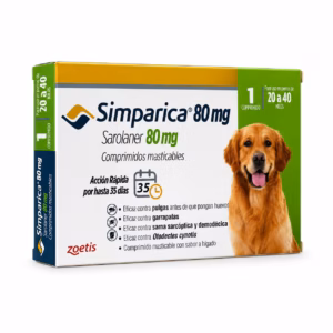 Antiparasitario Zoetis Simparica 80 mg 20–40 kg para Perro 1 Tableta