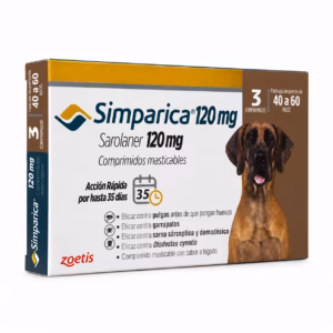 Antiparasitario Zoetis Simparica 120 mg 40–60 kg para Perro 3 Tabletas
