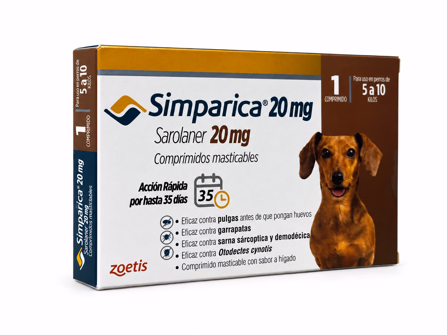 Antiparasitario Zoetis Simparica 20 mg 5–10 kg para Perro 1 Tableta