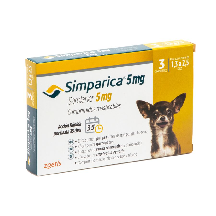 SIMPARICA 3 TABLETAS 1.3-2.5 KG