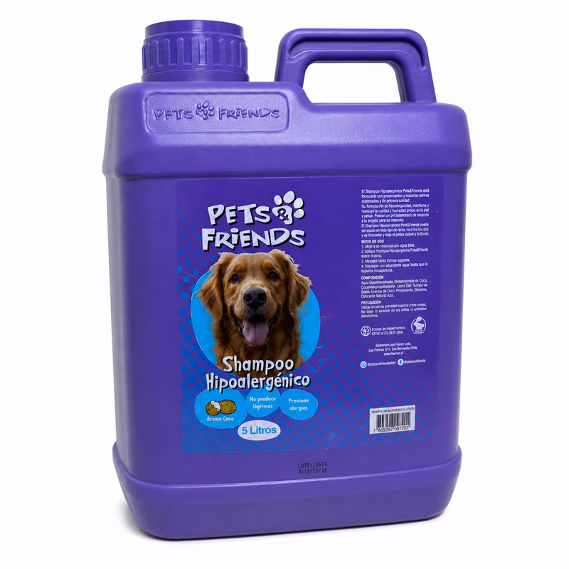 Shampoo Hipoalergenico para Perros Pets & Friends 5 Litros
